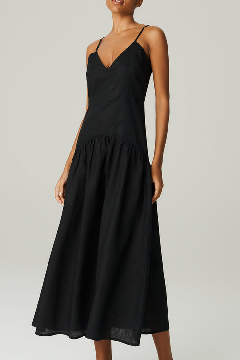 VESTIDO LINHO EVASÊ PRETO